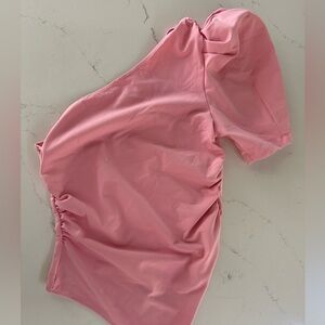 Free People Pink One-Shoulder Bodysuit